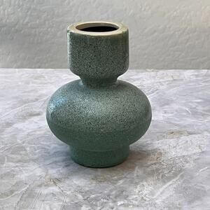 Bloomingville Green Ceramic Candle Holder 7" Tall Mottled Glaze Modern